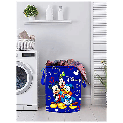 Kuber Industries Disney Printed Canvas Laundry Bag - CTKTC045421, Waterproof & Durable, Blue, 45 L  