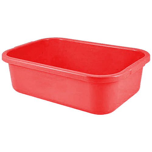 Kuber Industries Unbreakable Plastic Desk Organiser - KUBERMART1580, Kitchen Tray, Storage Basket, Red, Big, 1 pc