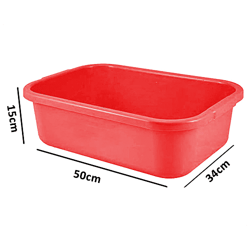 Kuber Industries Unbreakable Plastic Desk Organiser - KUBERMART1580, Kitchen Tray, Storage Basket, Red, Big, 1 pc