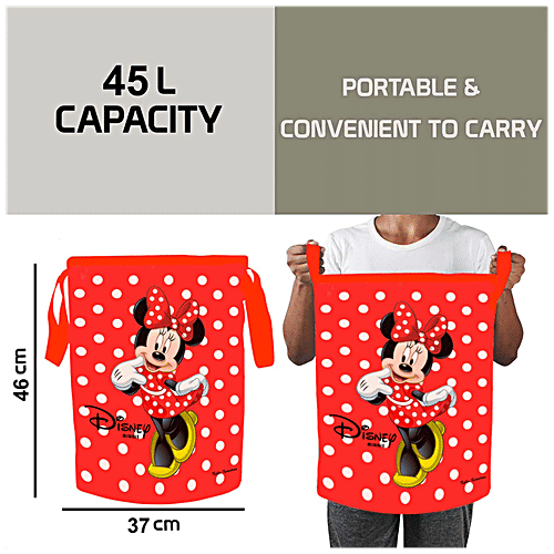 Kuber Industries Disney Printed Canvas Laundry Bag - CTKTC045418, Waterproof & Durable, Red, 45 L