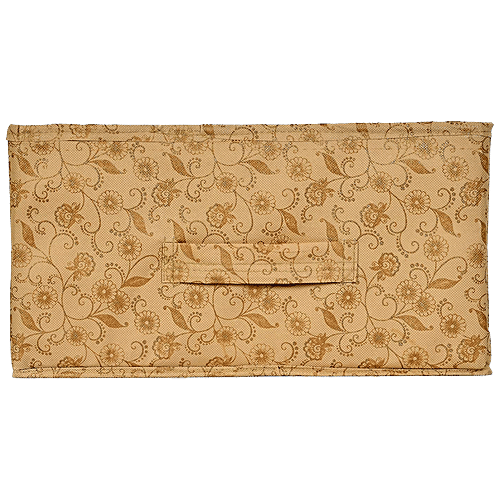 Kuber Industries Metallic Floral Printed Storage Organiser - KUBMART3483, 3-Replacement Drawer, Beige, Standard, 1 pc  