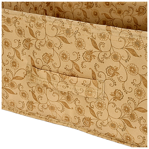 Kuber Industries Metallic Floral Printed Storage Organiser - KUBMART3483, 3-Replacement Drawer, Beige, Standard, 1 pc  
