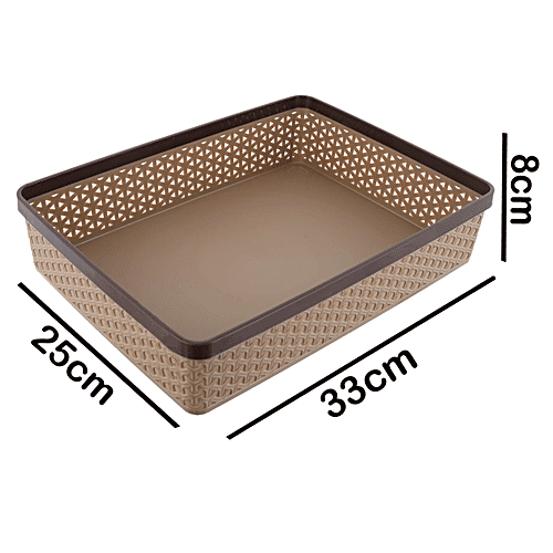 Kuber Industries Plastic Solitaire Stationery Tray - Desk Organiser, Documents & Files Holder, Coffee, 1 pc  