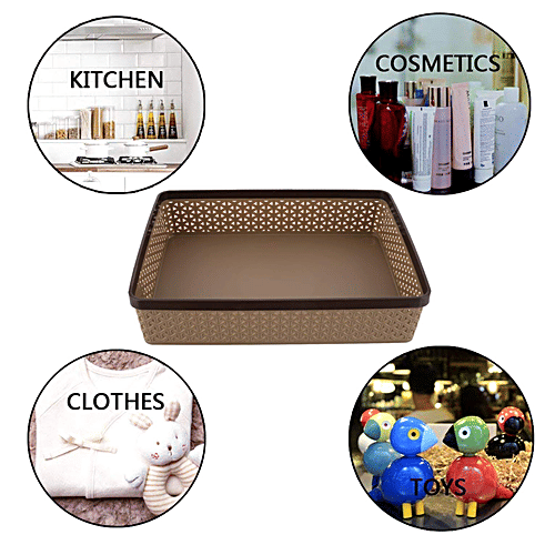 Kuber Industries Plastic Solitaire Stationery Tray - Desk Organiser, Documents & Files Holder, Coffee, 1 pc  