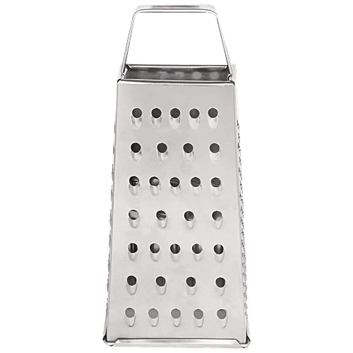 Kuber Industries Stainless Steel 5 In 1 Grater/Slicer - 4 Sides, For Cheese, Vegetables, Ginger & Garlic, Silver, 1 pc  
