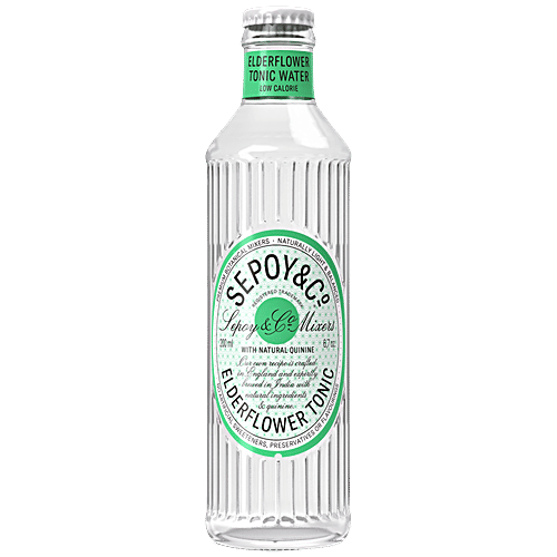 Sepoy & Co. Elderflower Tonic Water With Natural Quinine, 200 ml Bottle Balanced Botanical Mixer, Low Calories