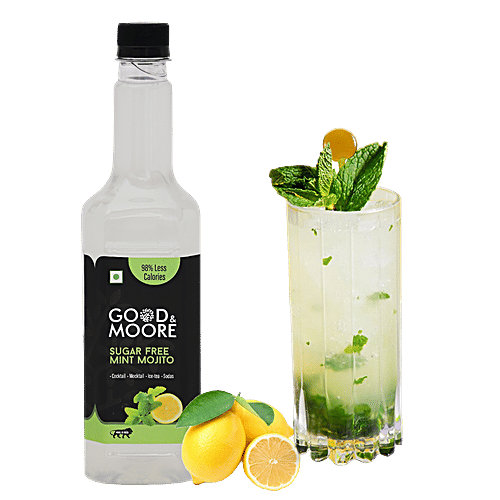 Good & Moore Sugar Free Mint Mojito Syrup, 750 ml  For Cocktail, Mocktail, Sodas, Ice-Teas & More, Upto 98% Less Calories, Concentrated Syrup