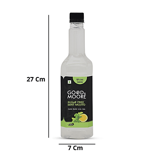 Good & Moore Sugar Free Mint Mojito Syrup, 750 ml  For Cocktail, Mocktail, Sodas, Ice-Teas & More, Upto 98% Less Calories, Concentrated Syrup