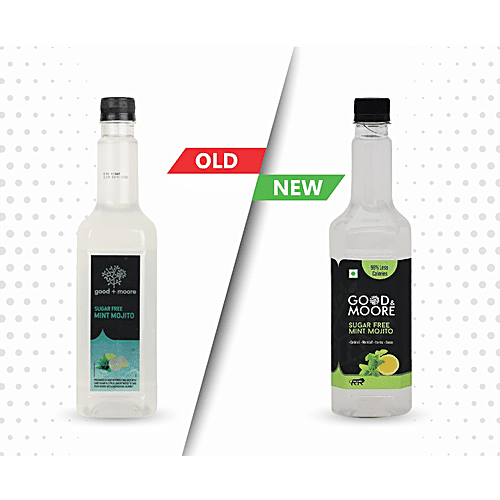 Good & Moore Sugar Free Mint Mojito Syrup, 750 ml  For Cocktail, Mocktail, Sodas, Ice-Teas & More, Upto 98% Less Calories, Concentrated Syrup