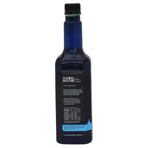 GOOD & MOORE Blue Island Syrup, 750 ml  With Tart Orange Flavour, For Cocktail, Mocktail, Sodas, Ice-Teas & More, Concentrated Syrup