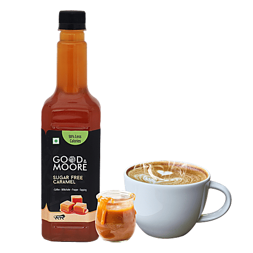 Good & Moore Sugar Free Caramel Syrup, 750 ml  For Coffee, Milkshake, Frappe, Cold-Coffee, Pancakes & More, Upto 98% Less Calories, Concentrated Syrup