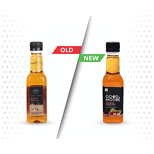 Good & Moore Roasted Hazelnut Syrup, 250 ml  Sweet & Nutty Flavour, For Coffee, Milkshake, Frappe, Cold-coffee, Pancakes & More, Concentrated Syrup