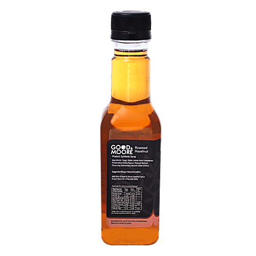 Good & Moore Roasted Hazelnut Syrup, 250 ml  Sweet & Nutty Flavour, For Coffee, Milkshake, Frappe, Cold-coffee, Pancakes & More, Concentrated Syrup