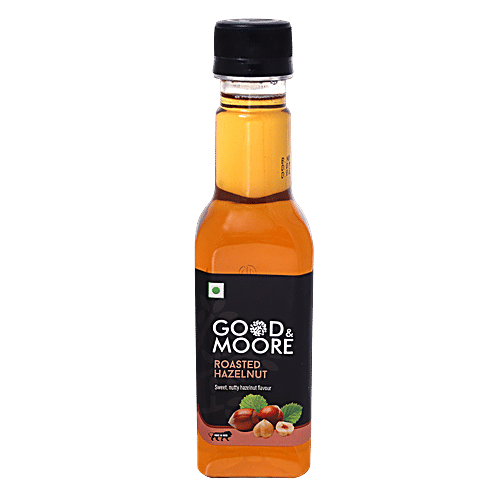 Good & Moore Roasted Hazelnut Syrup, 250 ml  Sweet & Nutty Flavour, For Coffee, Milkshake, Frappe, Cold-coffee, Pancakes & More, Concentrated Syrup
