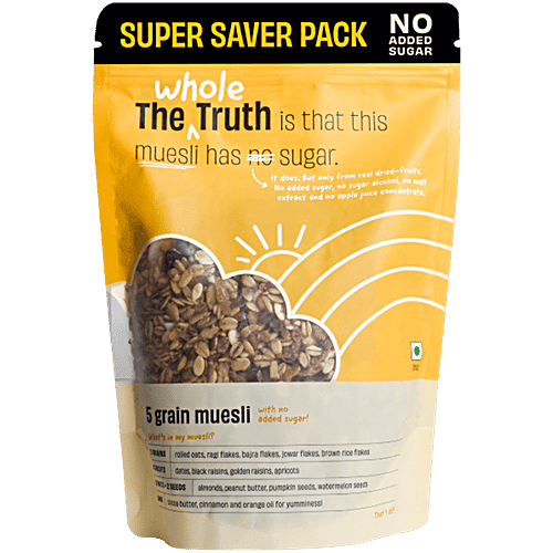 The Whole Truth - No Added Sugar Breakfast Muesli Super Saver Pack - 5 Grain Muesli, 750 g  
