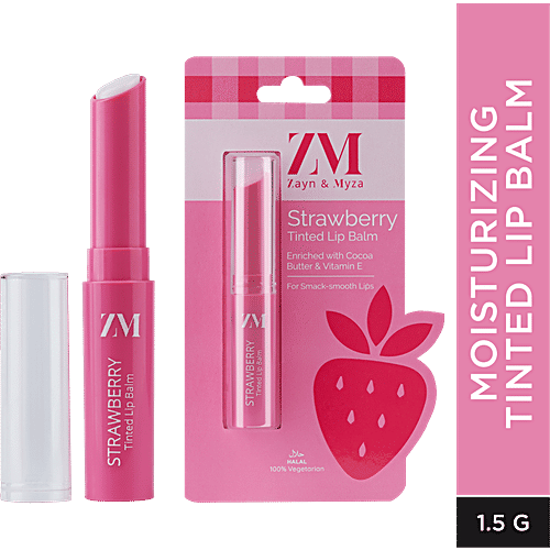 ZM Zayn & Myza Tinted Lip Balm - Enriched With Cocoa Butter & Vitamin E, Repairs Dry & Chapped Lips, Deep Moisturising, 1.5 g Strawberry 