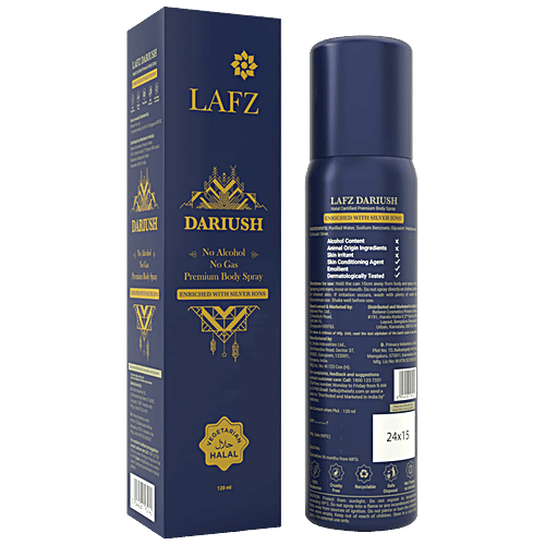 LAFZ Dariush No Alcohol No Gas Premium Body Spray - For Men, Enriched With Silver Ions, 120 ml  
