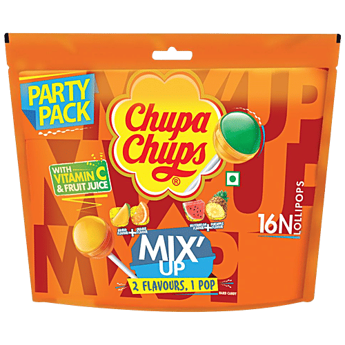 Chupa Chups Mix'up Flavoured Lollipop - With Vitamin C & Fruit Juice, 192 g (16 pcs)
