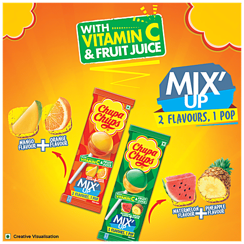 Chupa Chups Mix'up Flavoured Lollipop - With Vitamin C & Fruit Juice, 192 g (16 pcs)