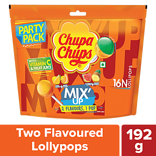 Chupa Chups Mix'up Flavoured Lollipop - With Vitamin C & Fruit Juice, 192 g (16 pcs)