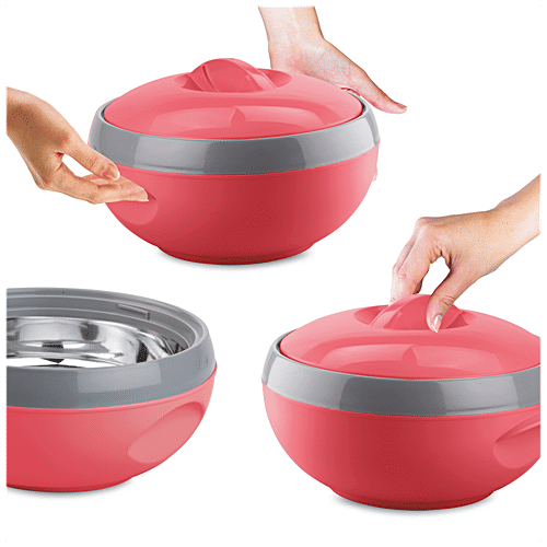 Asian Venus Plastic Casserole Set - Keeps Food Warm For A Long Period, Red Colour, 3 pcs  