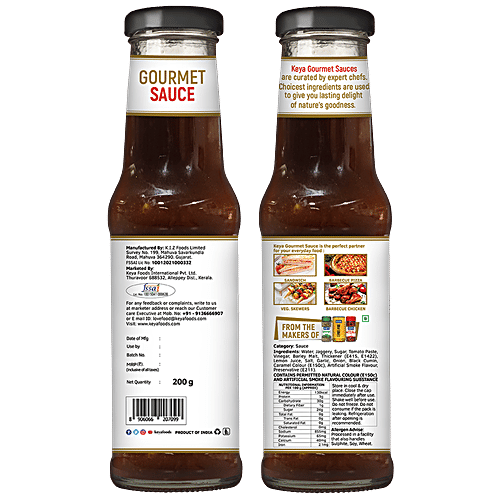 Keya Gourmet Barbecue Sauce - Garlic & Spices, Versatile Condiment, For Cooking, Dips, 200 g Bottle