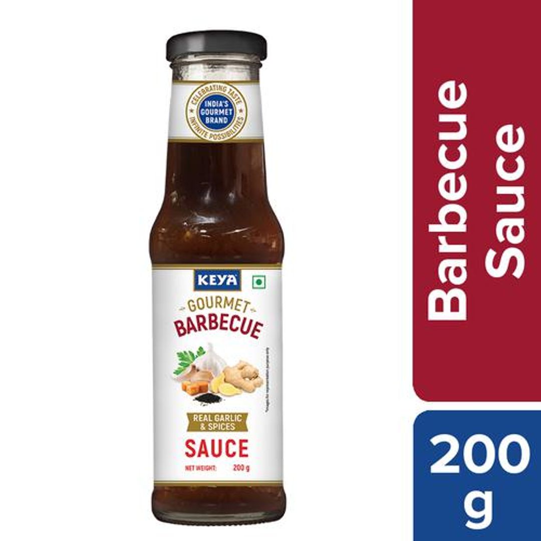 Keya Gourmet Barbecue Sauce - Garlic & Spices, Versatile Condiment, For Cooking, Dips, 200 g Bottle