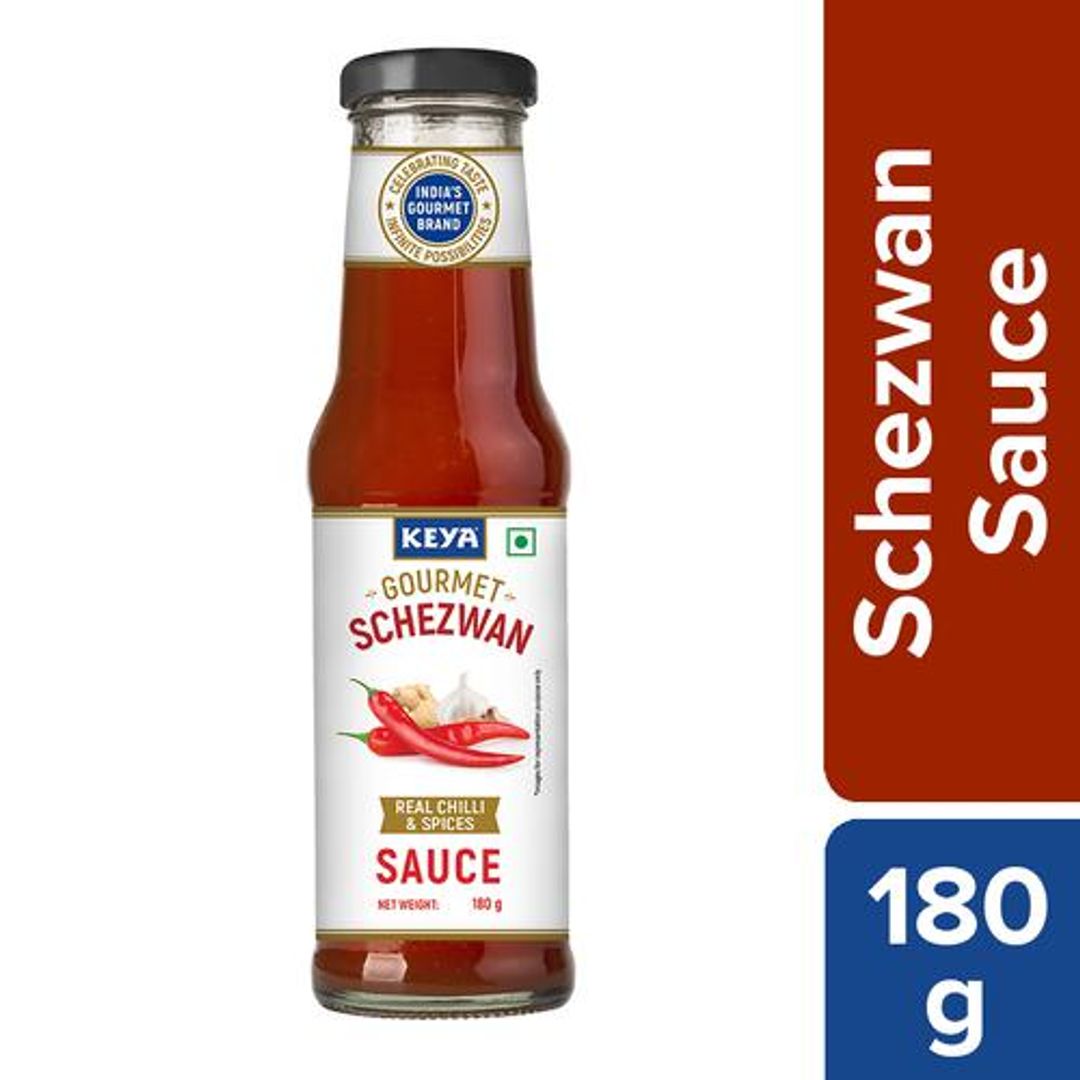 Keya Gourmet Schezwan Sauce - Versatile Spicy Condiment, For Dips, Spread, Cooking Use, 180 g Bottle