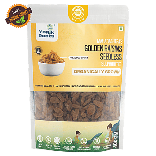 Buy Yogik Roots Maharashtra's Golden Raisins Seedless, Organic, Sulphur Free Online at Best