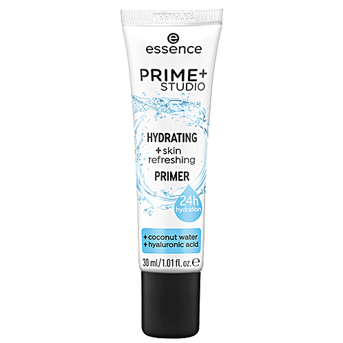 Essence Prime+ Studio Hydrating + Skin Refreshing Primer - 24H Hydration, Coconut Water, Hyaluronic Acid, 30 ml