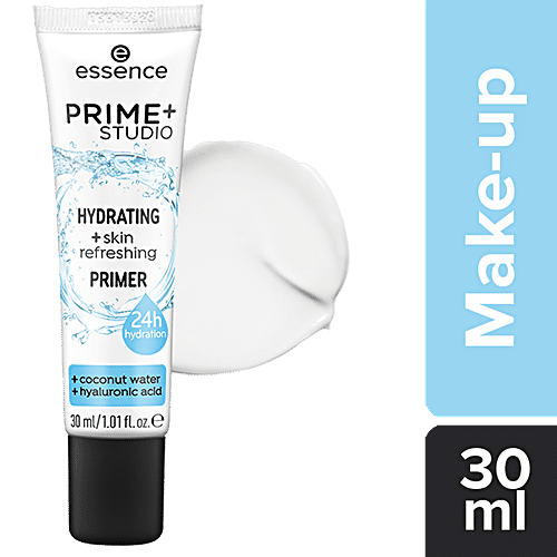 Essence Prime+ Studio Hydrating + Skin Refreshing Primer - 24H Hydration, Coconut Water, Hyaluronic Acid, 30 ml