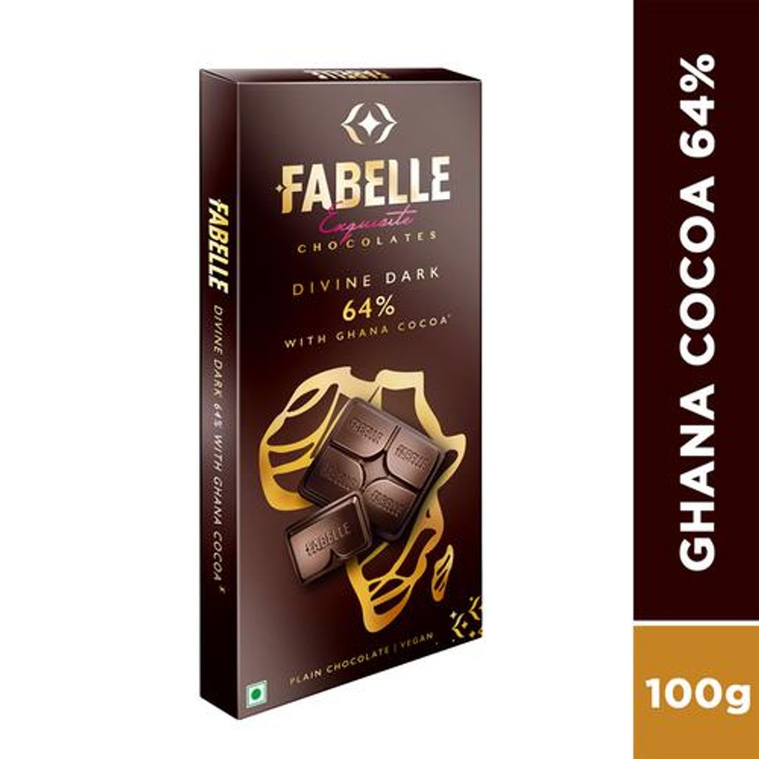 Fabelle Exquisite Chocolates - Divine Dark 64% With Ghana Cocoa, 100 g 