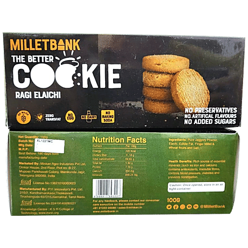 Buy Millet Bank Ragi Elaichi Cookie Crunchy, Healthy, Rich In Protein, Iron Online at Best