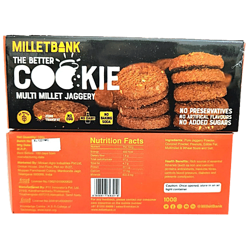 Buy Millet Bank Multi Millet Cookie With Jaggery Crunchy, Healthy, Rich In Protein, Iron