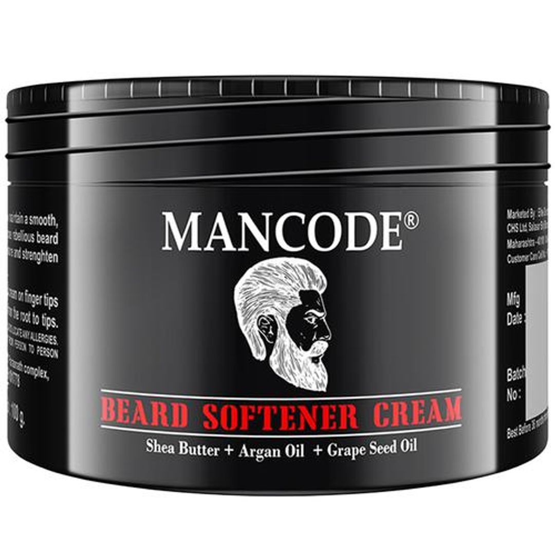 Mancode Beard Softener Cream - Shea Butter, Argan & Grape Seed Oil, Nourishing Moisturising, 100 g 