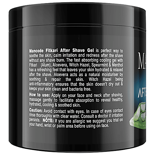 Mancode Fitkari After Shave Gel - Cool Antiseptic Formula, Fights Acne & Calms Irritation, 100 g