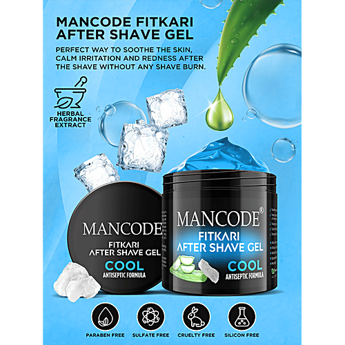Mancode Fitkari After Shave Gel - Cool Antiseptic Formula, Fights Acne & Calms Irritation, 100 g