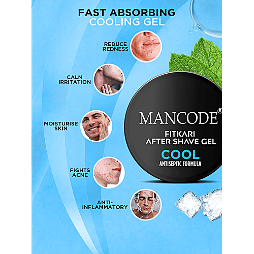 Mancode Fitkari After Shave Gel - Cool Antiseptic Formula, Fights Acne & Calms Irritation, 100 g