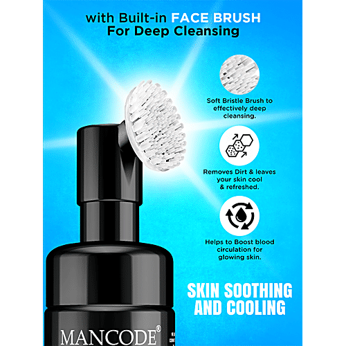 Mancode Refreshing Mint Cool Foaming Face Wash - With Built-In Brush, For Deep Cleansing, 150 ml