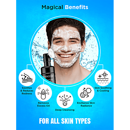 Mancode Refreshing Mint Cool Foaming Face Wash - With Built-In Brush, For Deep Cleansing, 150 ml