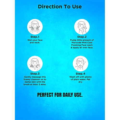 Mancode Refreshing Mint Cool Foaming Face Wash - With Built-In Brush, For Deep Cleansing, 150 ml