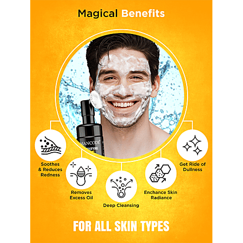 Mancode Detoxifying De-Tan Foaming Face Wash - With Built-In Brush, For Deep Cleansing, 150 ml  