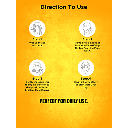 Mancode Detoxifying De-Tan Foaming Face Wash - With Built-In Brush, For Deep Cleansing, 150 ml  