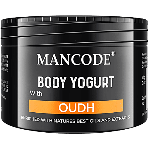 Mancode Oudh Body Yogurt - Aloevera & Coconut Oil, Non-Greasy Formula, Eliminates Dry Skin, 100 g