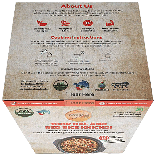 Organic Roots Toor Dal & Red Rice Khichdi - Superfood, Instant, Healthy, Ready To Eat , No Preservatives, 110 g (Pack of 2) 