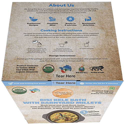 Buy Organic Roots Bisi Bele Bath With Barnyard Millets - Instant ...