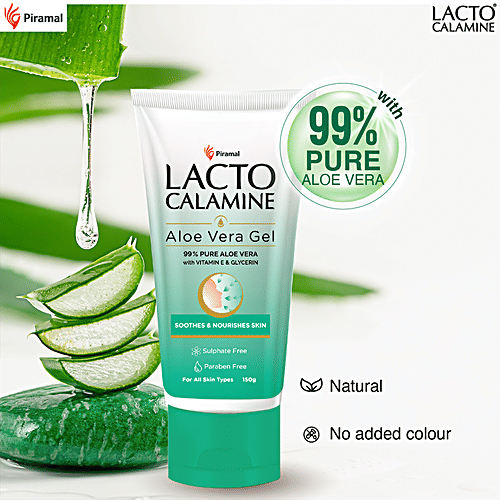 Lacto Calamine Aloe Vera Gel With Vitamin E & Glycerin - Lightweight & Non-Sticky Formula, 150 ml  