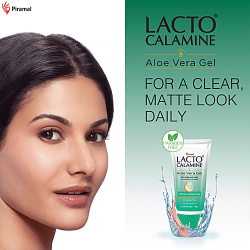 Lacto Calamine Aloe Vera Gel With Vitamin E & Glycerin - Lightweight & Non-Sticky Formula, 150 ml  