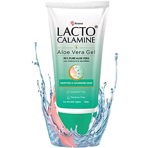 Lacto Calamine Aloe Vera Gel With Vitamin E & Glycerin - Lightweight & Non-Sticky Formula, 150 ml  