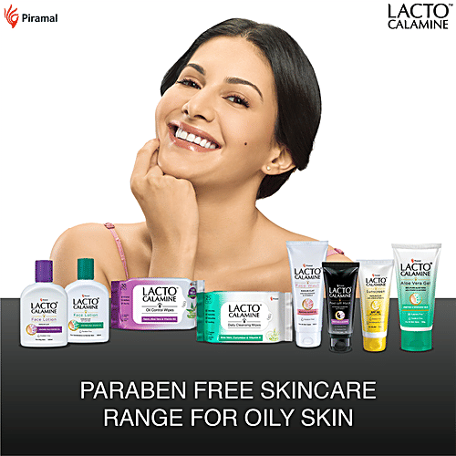 Lacto Calamine Activated Charcoal Face Wash With Aloe Vera & Tea Tree Extract - Removes Impurities, 100 ml